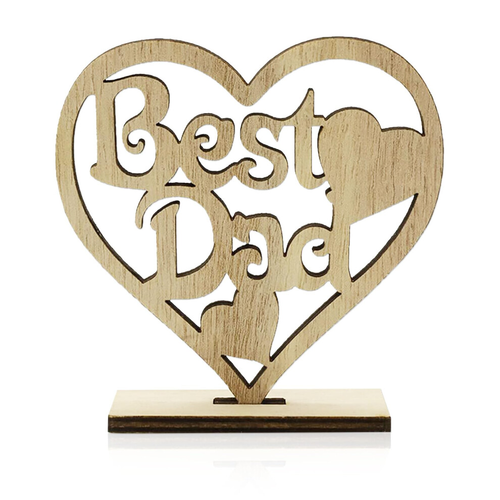iwiio Fathers Day Plaque Gifts for Dad from Daughter Son, Wooden Hanging Heart to Best Dad Gifts for Happy Fathers Day, Dad Birthday Gifts, Fathers