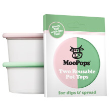 MOOPOPS Reusable Silicone Dip & Spread Tops - 2 Pack | Dishwasher & Fridge Safe | Airtight Lid Seal | Durable & Easy To Use | Designed To Fit Standard