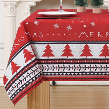 LinTimes Christmas Table Cloth Water Resistant Rectangle Tablecloths Christmas Home Decoration Party Tabletop Cover with Christmas Tree Kitchen Table