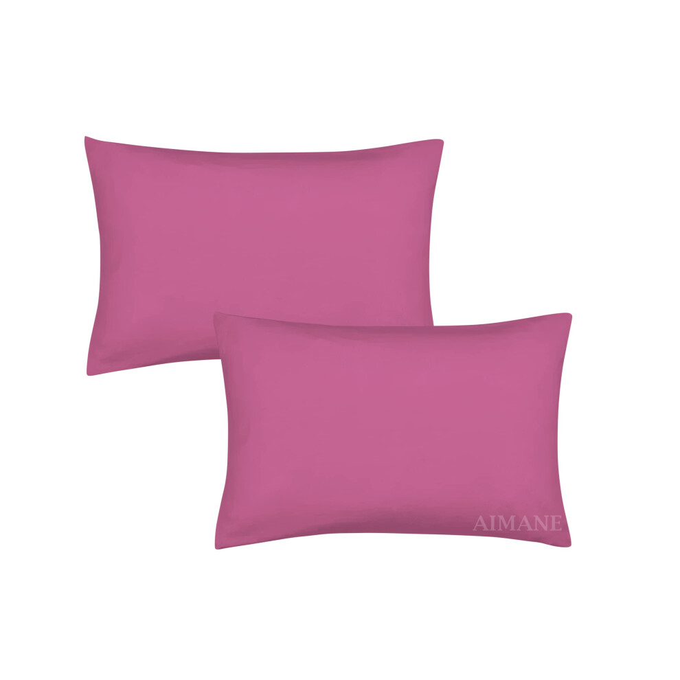 Aimane Aimane? Percale Pair Of Housewife Pillowcases 50 X 75 Cm Polycotton Easy Care Plain Dyed Pillowcases Envelope Closure (Fuchsia, Housewife Pillowcases)
