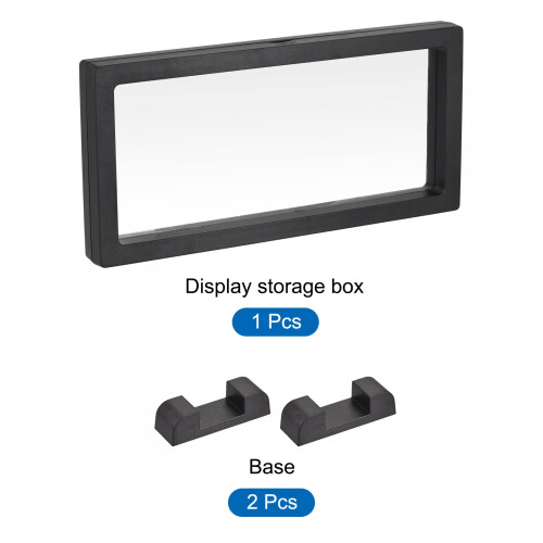sourcing map Floating Thin Film Display Box with Base 23cm x 11cm x 2cm Black 2