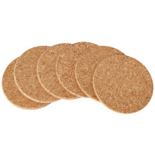 apollo THE HOUSEWARES BRAND - Set of 6 x Heat Resistant Cork Round Coasters - Protects From Drips Dents Hot Mugs - Non Slip - Easy Clean - Size 10cm