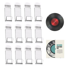 12pcs Vinyl Wall Mount, Vinyl Holder Self-Adhesive Vinyl Record Display Vinyl Shelves No Drill Acrylic Album Storage Hanger Clear Record Wall Mount