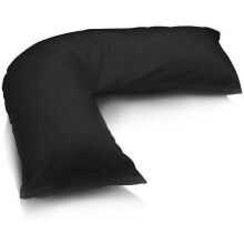 Easy Care V Shaped Pillowcase Plain Dyed Polycotton Machine Washable V Pillow Cover - Pack of 1 (Black)