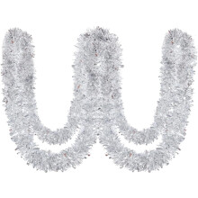 HuiCloud 10M/32Feet Christmas Tinsel Garland, Silver Metallic Shiny Thick Hanging Tinsel Garland for Christmas Tree Decoration Wreath Wedding Xmas
