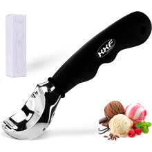 KXF Stainless Steel Ice Cream Scoop with Non-Slip Rubber Grip Heavy Duty Ice Cream Spoon Sturdy Icecream Scooper Cookie Fruit Scoop for Cookie Dough,