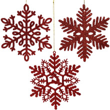 AMLOOPH Red Christmas Decorations ? 12PCS Hanging Snowflakes Red Baubles for Christmas Tree Decorations, 10cm Glitter Snowflake Xmas Baubles Ornaments