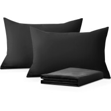 Moonlight Bedding Pillow Cases 2 Pack ? Black Pillowcases Envelope Closure Super Soft Brushed Microfiber Standard House Wife Pillow Covers, (50 X 75