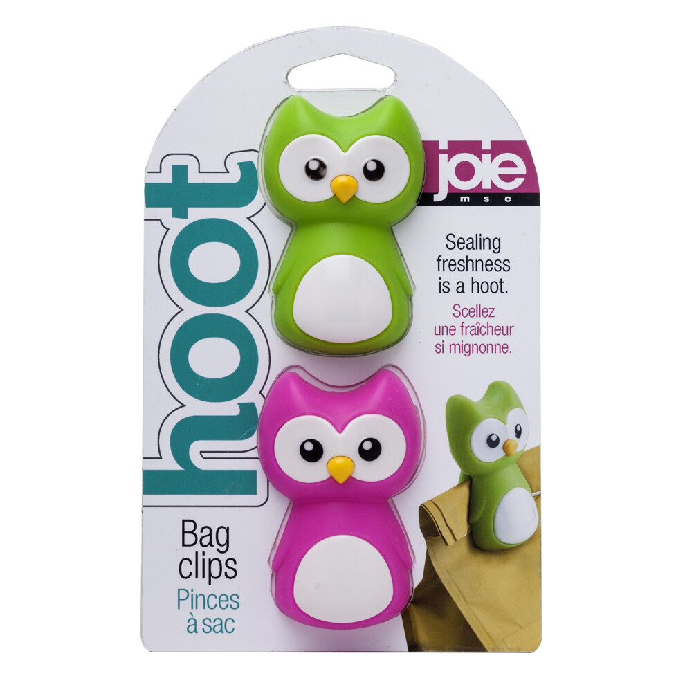 Joie Hoot Owl Bag Clips, Set Of 2 Reusable Food Sealers, Assorted Colors, Keeps Snacks Fresh, One Size