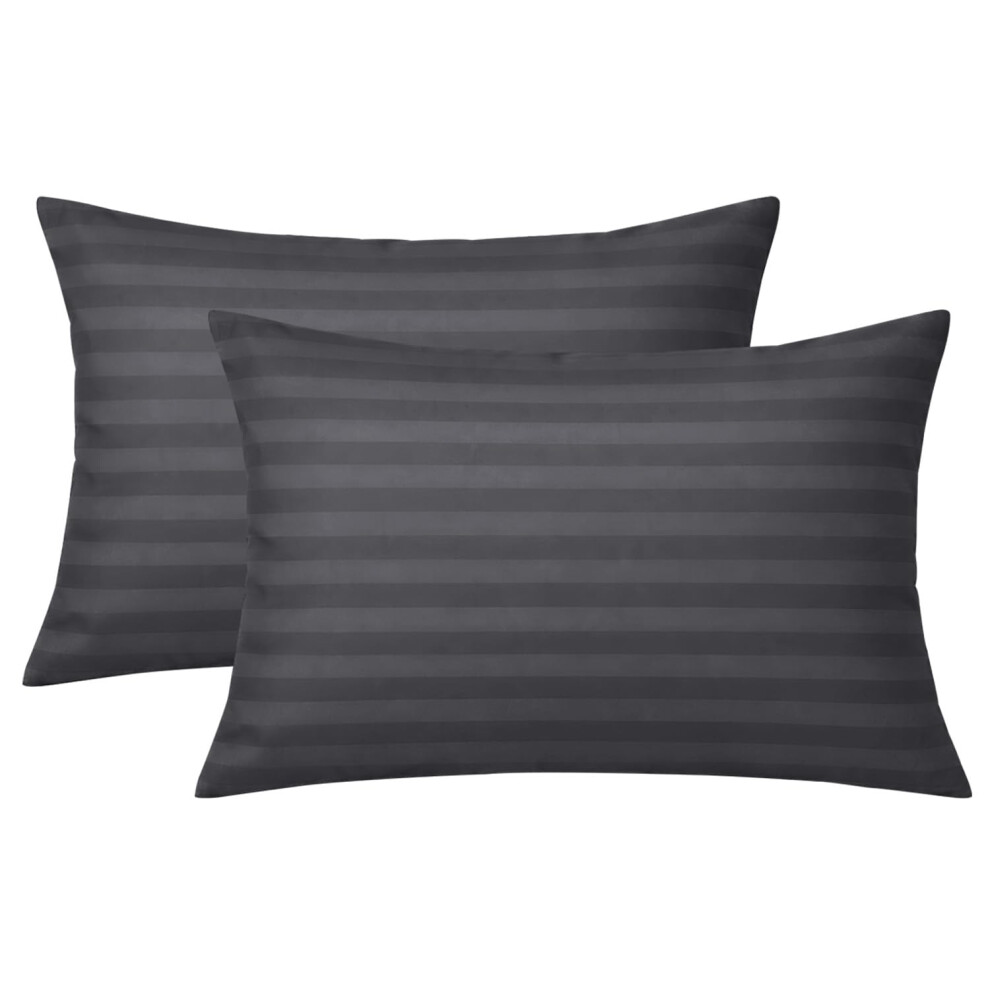 Moonlight Bedding Pillow cases 2 pack - Charcoal Stripe 50x75cm Luxury Pillowcase 100% Microfiber Hotel Quality Pillow Cover - Super Soft and-image-OPC-PTD7SZ9-NEW