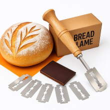Sourdough Bread Scoring Tool with Wooden Handle ? Dough Styling Cutter with 5 Replaceable Edges, Safety Pouch & Storage Box ? Baking Tool for Homemade