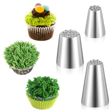 3 Pcs Piping Nozzle, Seamless Grass Tip Piping Nozzle for Cake Decorating Stainless Steel Grass Icing Tips for DIY Cake Decorating Baking Cookie Cream