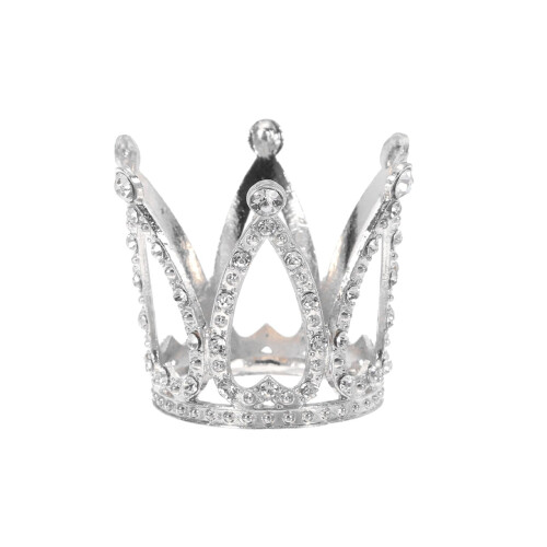 sourcing map Alloy Crystal Ball Display Holder Egg Stand Multiple Diamonds Silver Light Luxury Crown Shape 2PCS