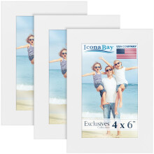 Icona Bay - 6x4 Picture Frames - White, 3 Pack - Sturdy Engineered Wood Photo Frames 6 x 4 - Sleek Design, Table Top or Wall Mount - Exclusives