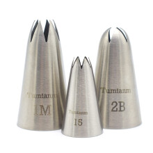 Tumtanm #1M #2B #15 Seamless Stainless Steel Large Icing Piping Nozzles, DIY Icing Nozzle Tool for Cupcakes