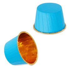 GaoBangM 50 Pcs Cupcake Cases, Cake Muffin Liners, Greaseproof Foil Baking Cups Paper Wrappers, Metallic Cake Cups Household Oven Birthday Wedding