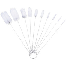 Bottle Brush 10Pcs Bottle Brushes for Cleaning, Reusable Straw Cleaner Bottle Cleaner Brush Small Pipe Cleaners for Cleaning White Nylon Bottle