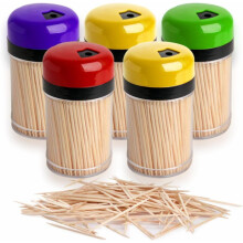Toothpicks Wooden Toothpicks Cocktail Sticks Teeth Cleaner Wood Tooth Sticks with Storage Holder Double Sided Teeth Picks Appetizers Pickup Fruits
