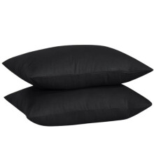 HOORHAM? Pair of Housewife Pillowcases 50 x 75 CM Polycotton Easy Care Plain Dyed Percale Soft Pillowcases Envelope Closure Pack 2 (Black)