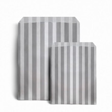 ezkart | 5"x7" | Pack of 100 Assorted coloured striped paper bags Ideal for multiple occasions. Quality paper sweet bags (Grey, 5x7-100 Bags)