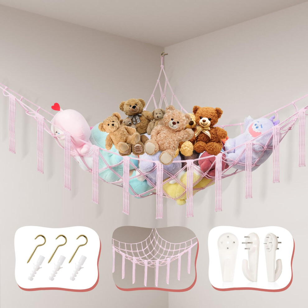 Teddy Hammock Toy Storage Net For Stuffed Animals Teddy Bear Storage Hammock Soft Plush Cuddly Toy Storage Corner Hanging Wall Storage Powkoo