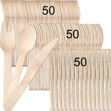 NEEDFULON 150pcs Disposable Wooden Cutlery Set, Excellent quality, Eco Friendly Biodegradable & Compostable For Party Picnic Office Wedding &