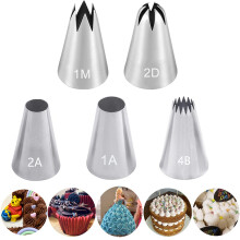 Cake Piping Nozzles Tips Kit,5 Pcs Piping Nozzles Large Cake Decorating Tools,Stainless Steel Icing Piping Tips for Baking DIY Cookie Cream Cupcake