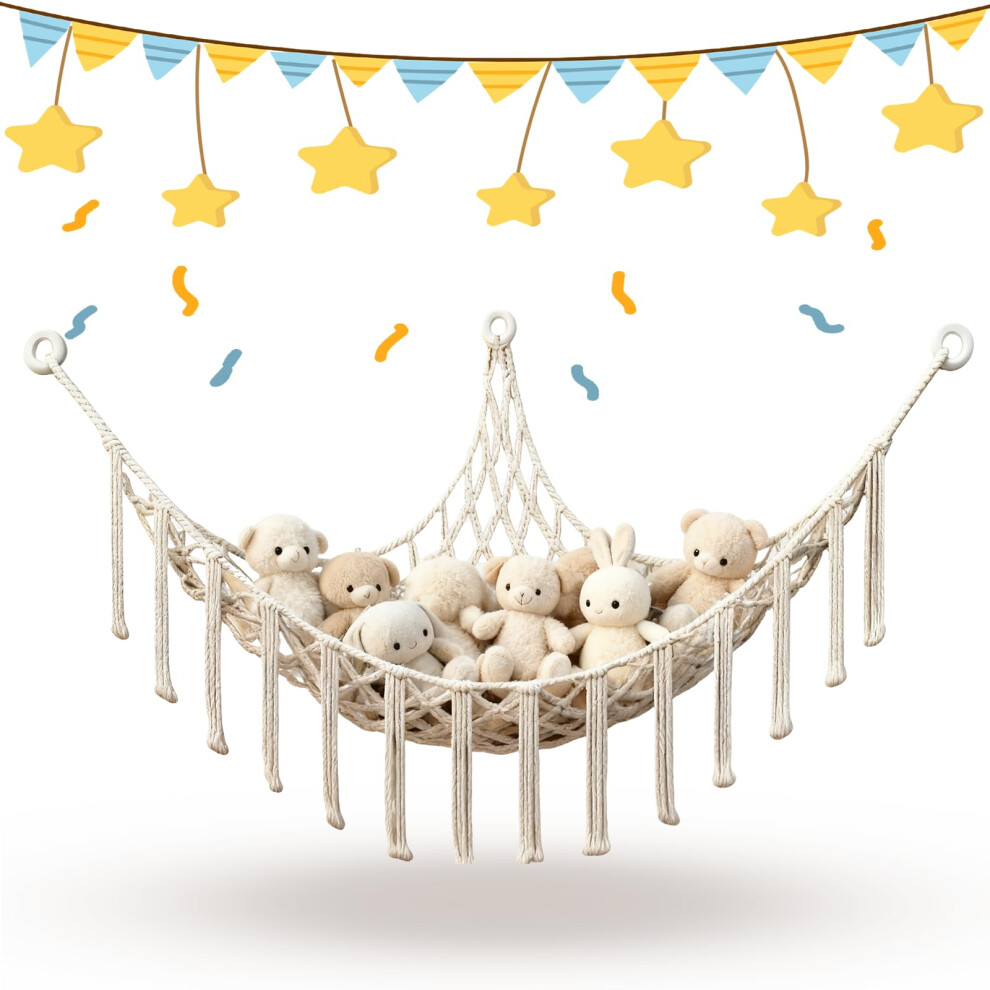 Teddy Hammocks, Corner Toy Storage Net For Stuffed Animals, Stuffed Animal Storage Net, Cute Plush Nursery Hanging Organizer For Kids Bedroom Wanheart