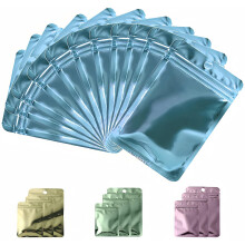 Rimiko 50pcs Resealable Ziplock Mylar Bags with Hanging Hole, Clear Foil Sample Bags for Sample Packaging, Retail, Food and Items Storage (Metallic
