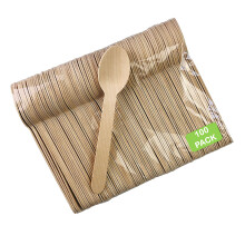 Pack of 100 Disposable Wooden Cutlery Spoons Forks Knives Set Biodegradable Eco Friendly 100% Birch Wood-Sturdy, Christmas, Parties, BBQ, Picnic,s