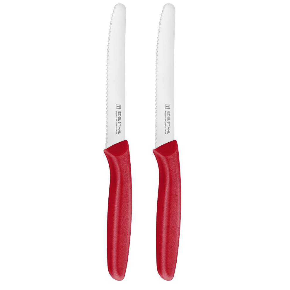 Targzier Targizer Tomato Knife, Kitchen Knives Set Of 2,Stainless Steel Sharp Knives,Small Utility Knive Dishwasher-Safe, Rustproof,Serrated Knife Of Red