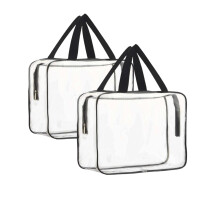 2 Packs Large Toy Storage Bags PVC Waterproof Organizers Toy Bags Reusable Clear PVC Board Game Storage with Zipper and Handle for Board Games,