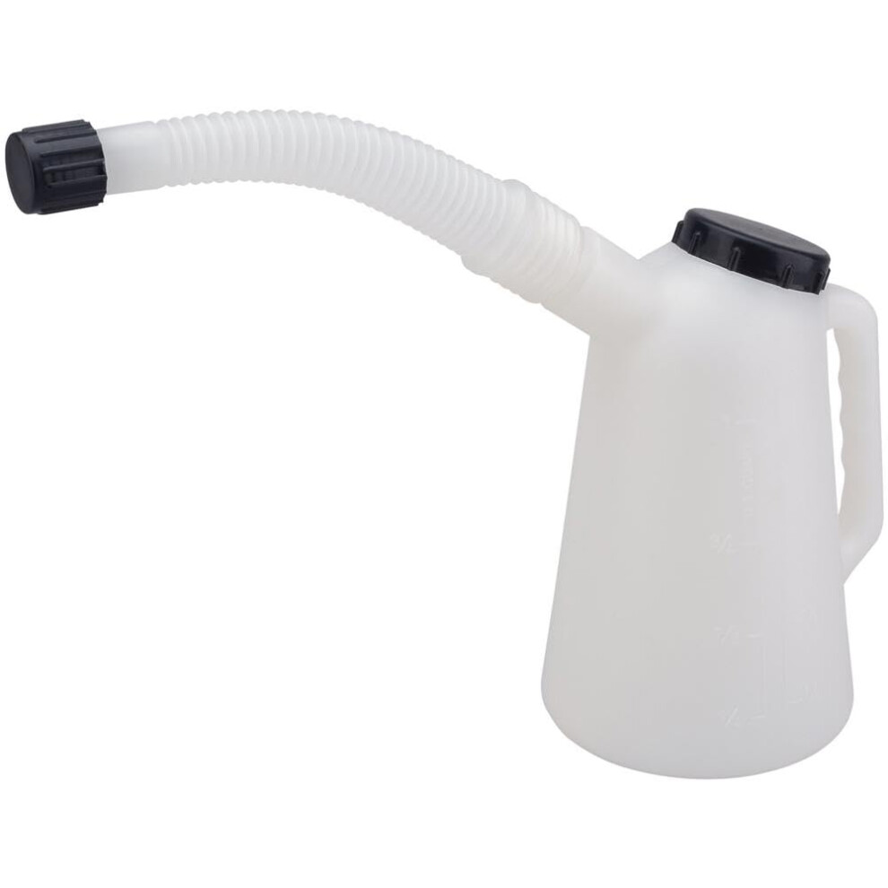 Draper 1L Measuring Jug | Flexible Spout | Metric And Us Imperial Graduations | Compatible With Fuels And Most Acids | 43963, Blue