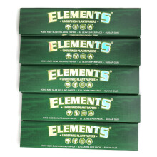 Elements Green King Size Slim Unrefined plant rolling paper - 5 booklets