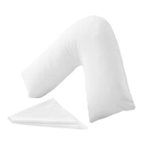 URBAN GROOVE V Shaped Pillowcase Cover Plain Polycotton Back & Neck Support Orthopaedic/Pregnancy/Nursing Pillowcase Cover - V Pillow case cover only