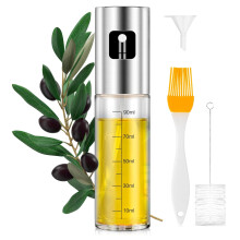 PORTENTUM Oil Spray Bottle 100ml Stainless Steel Olive Oil Dispenser, Leakproof Oil Bottle with Accessories ? Oil Sprayer for Cooking, BBQ, Salad and