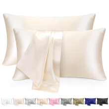 2 Pack Pillowcases, Silk Satin Pillowcase for Hair And Skin 51X76cm Soft Comfortable Breathable Smooth Cooling Pillow Covers for Sleeping Women Men