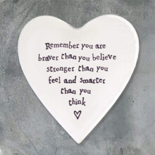 East of India Heart Coaster 'Remember you are braver than you believe'