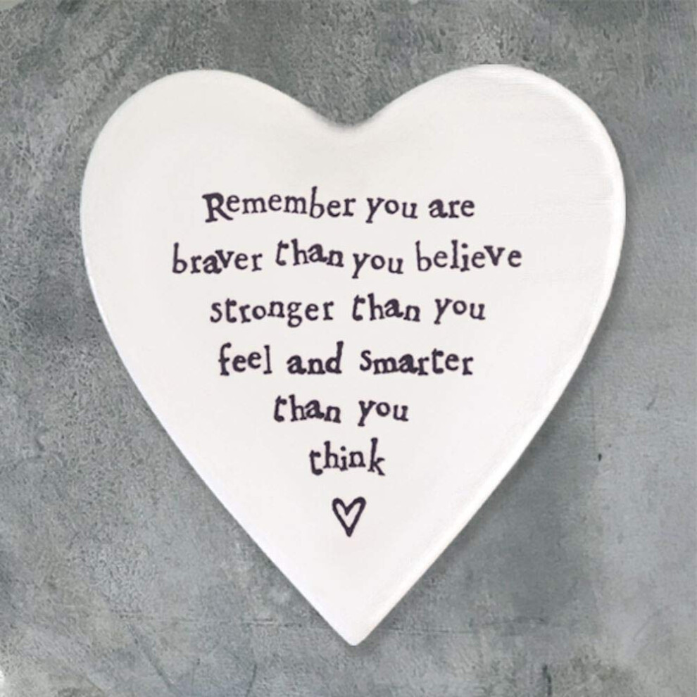 East Of India Heart Coaster 'Remember You Are Braver Than You Believe'