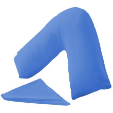 Kanak V Shaped Pillowcase Plain Polycotton Back & Neck Support V Pillow cover Orthopaedic/Pregnancy/Nursing Pillow Case Cover Only (Mid Blue)