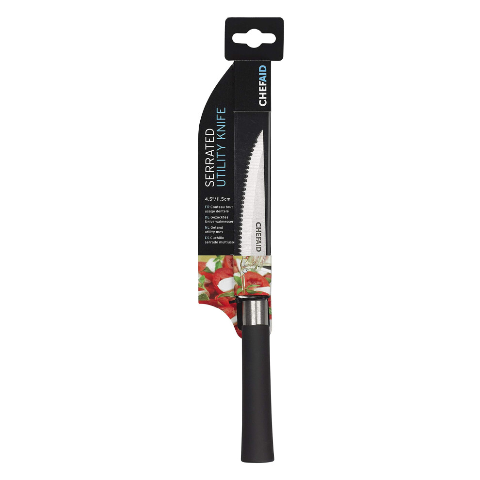 Chef Aid 4.5 Inch Stainless Steel Serrated Knife, 12 Cm ? Soft Grip Handle, Ideal For Slicing Breads, Cakes, And More