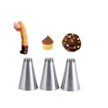 French Star Piping Nozzle 4B?Large 4B Icing Tip for Shells,Border, Waves, Churros &Cake Decorating,3 Pcs