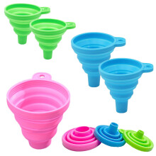 KINDOYO 5 Pcs Silicone Collapsible Funnel Set - Flexible Foldable Funnel Cooking Gel Funnel Kitchen Gadgets for Transferring of Liquid Fluids Powders