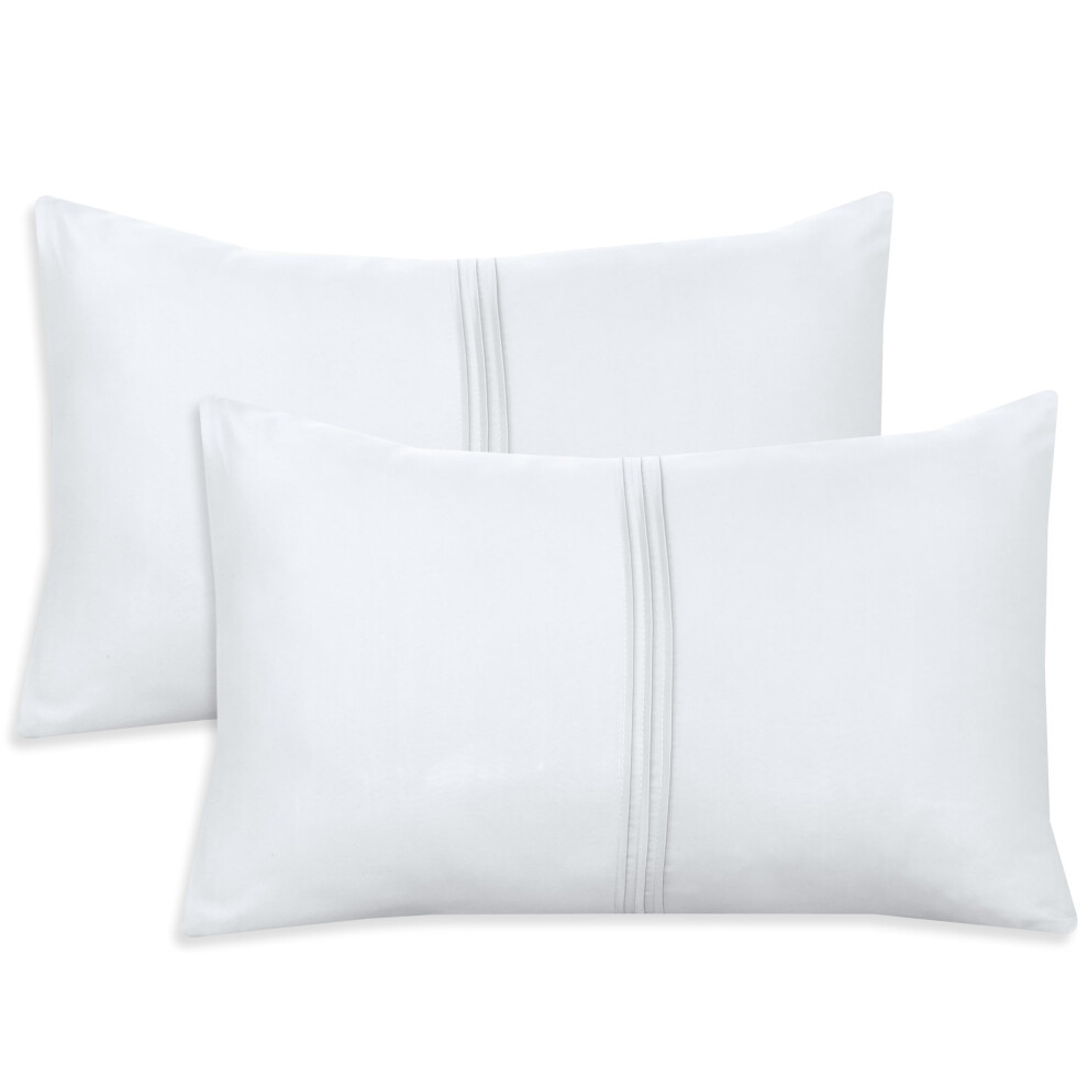 Nafay Living Pintuck Pillowcases 2 Pack Brushed Microfiber Soothing Feel Wrinkle & Fade Resistant With Envelope Closure (White)