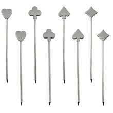 8Pcs Beautiful Stainless Steel Cocktail Sticks Cute Fancy Cocktail Skewers Fashionable Metal Martini Skewers Drink Picks for Cocktail Party, Barbeque