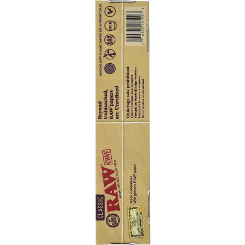 Raw Classic Natural Unrefined 1 1/4 Pre-Rolled Rolling Paper Cones 32 Per Box 1