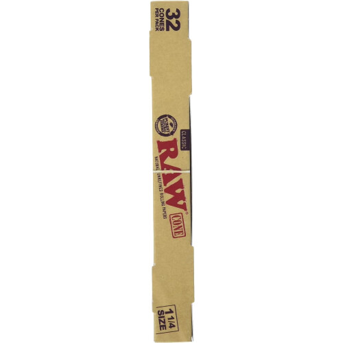 Raw Classic Natural Unrefined 1 1/4 Pre-Rolled Rolling Paper Cones 32 Per Box 2