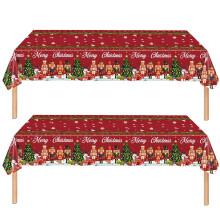 2Pcs Nutcracker Table Cloth for Christmas Party 137x274cm,Nutcracker Rectangle Large Plastic Tablecloth Red Party Disposable Table Cover Decorations