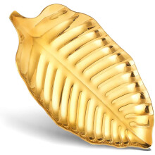 AJinacious Gold Leaf Spoon Rest, Stainless Steel Spoon Holder for Kitchen Counter, Cooking Utensil Rest, Dessert Display, Jewelry Storage