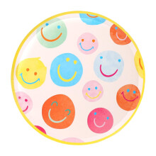 Talking Tables 10 x Happy Face Paper Plates, Smiley Face Party Decorations, Disposable Colourful 1st Birthday Tableware for Kids, Boys, Girls, Adults,